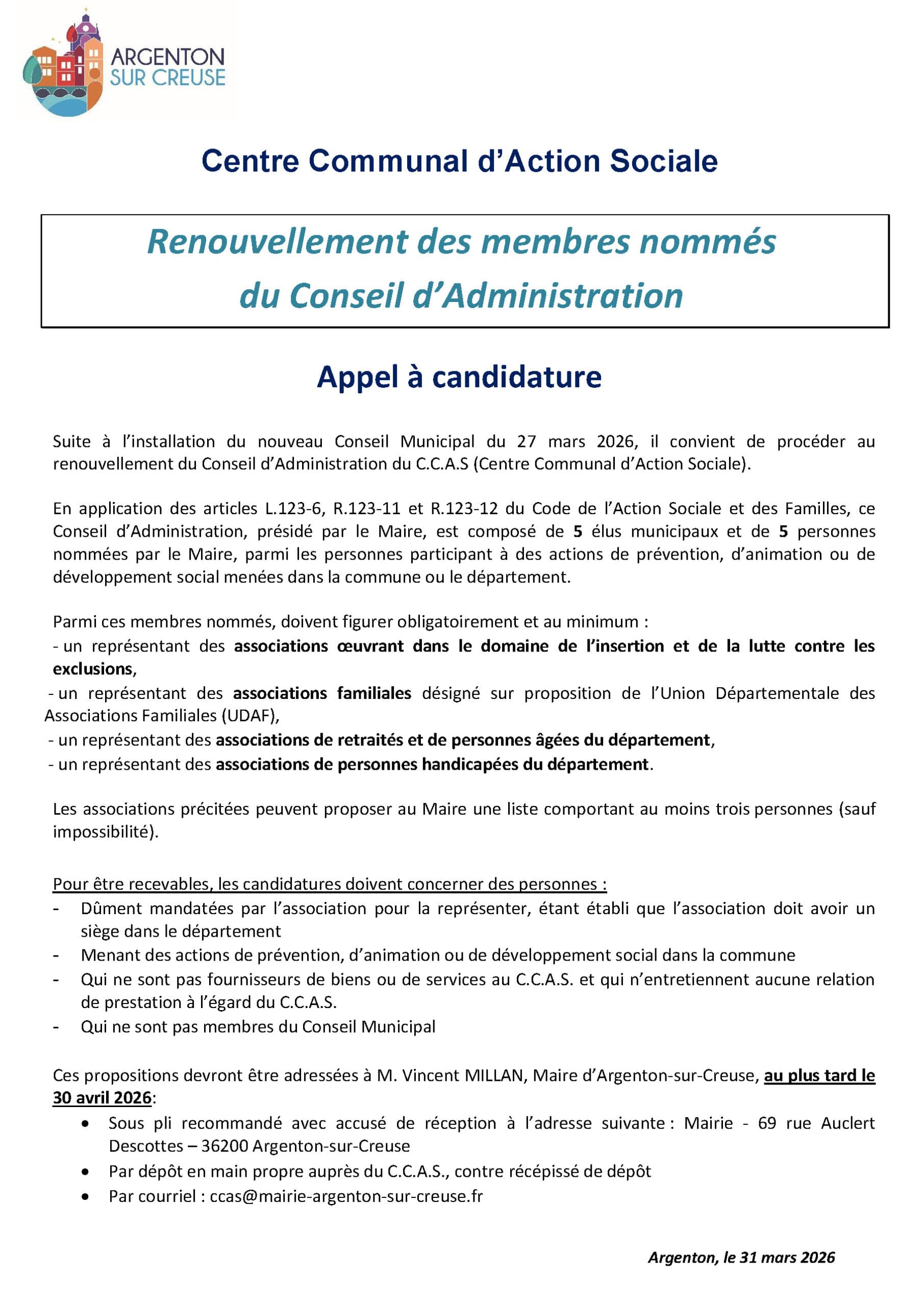 Affiche renouvellement C.C.A.S. - 2026